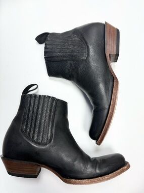 JB Dillion Black Heeled Western Vintage Ankle Boots Booties S-534 Sz 8.5